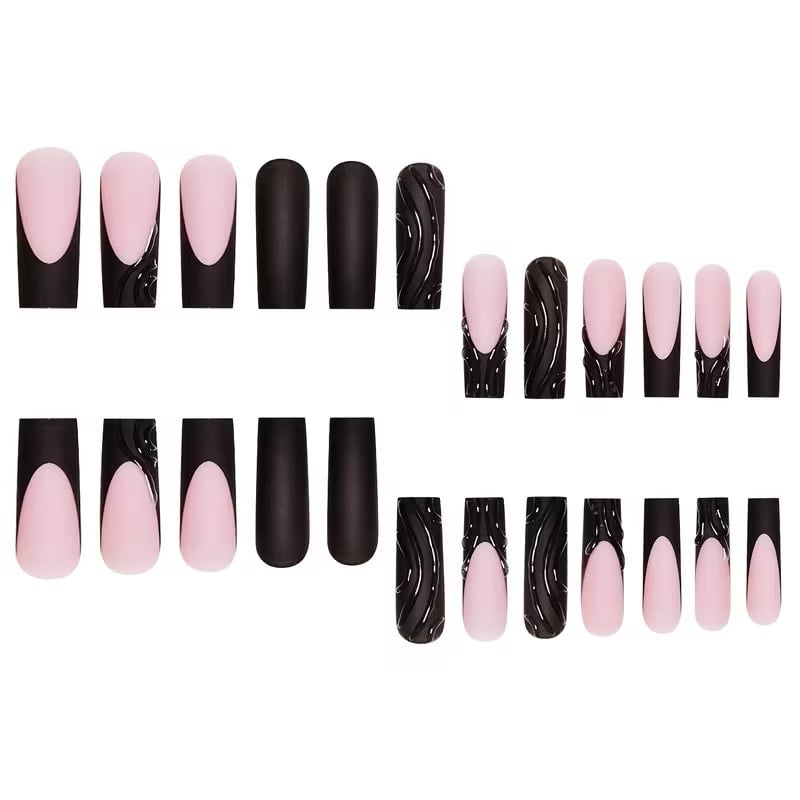 Image of Matte Black 3D French Tips