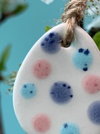 Image 4 of Small Pastel Speckled Polka Dot Hanging Eggs (set of 2)