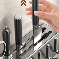 Image 2 of 60cm Wall-mounted Kitchen Organiser Shelf Spice Storage Rack Kitchen Knife Holder Wall 