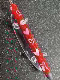 Image 5 of Red Glitter Heart Gel Pen