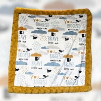 Image 1 of Baby/Infant Bordered Blanket “you are my greatest adventure” Minky