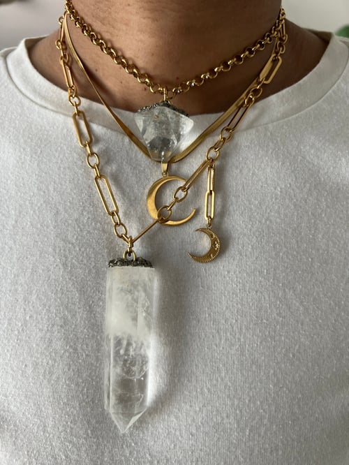 Image of JONNI • Clear Quartz & Moon Necklace