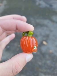 Image 6 of Green eye small Skull Pumpkin Pendant