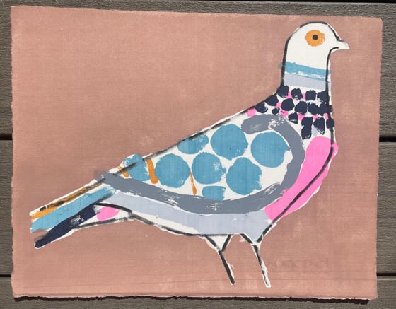Image of Pink breasted monoscreenprinted pigeon 2 