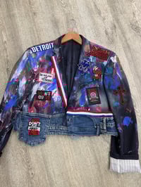Image 1 of CUSTOM PAINTED DETROIT PISTONS CROP BLAZER