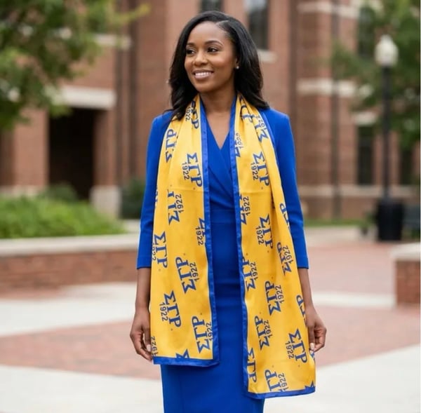 Image of Long Blue and Yellow 1922 Rectangle Scarf