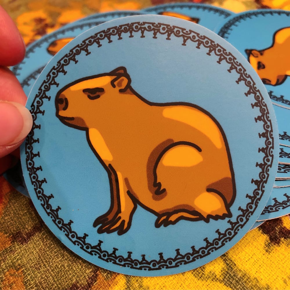 Image of Round Capybara Sticker