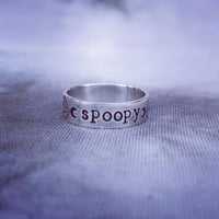 Image 1 of Spoopy silver ring with moon and spider web stamps. Spooky halloween silver 925 ring.