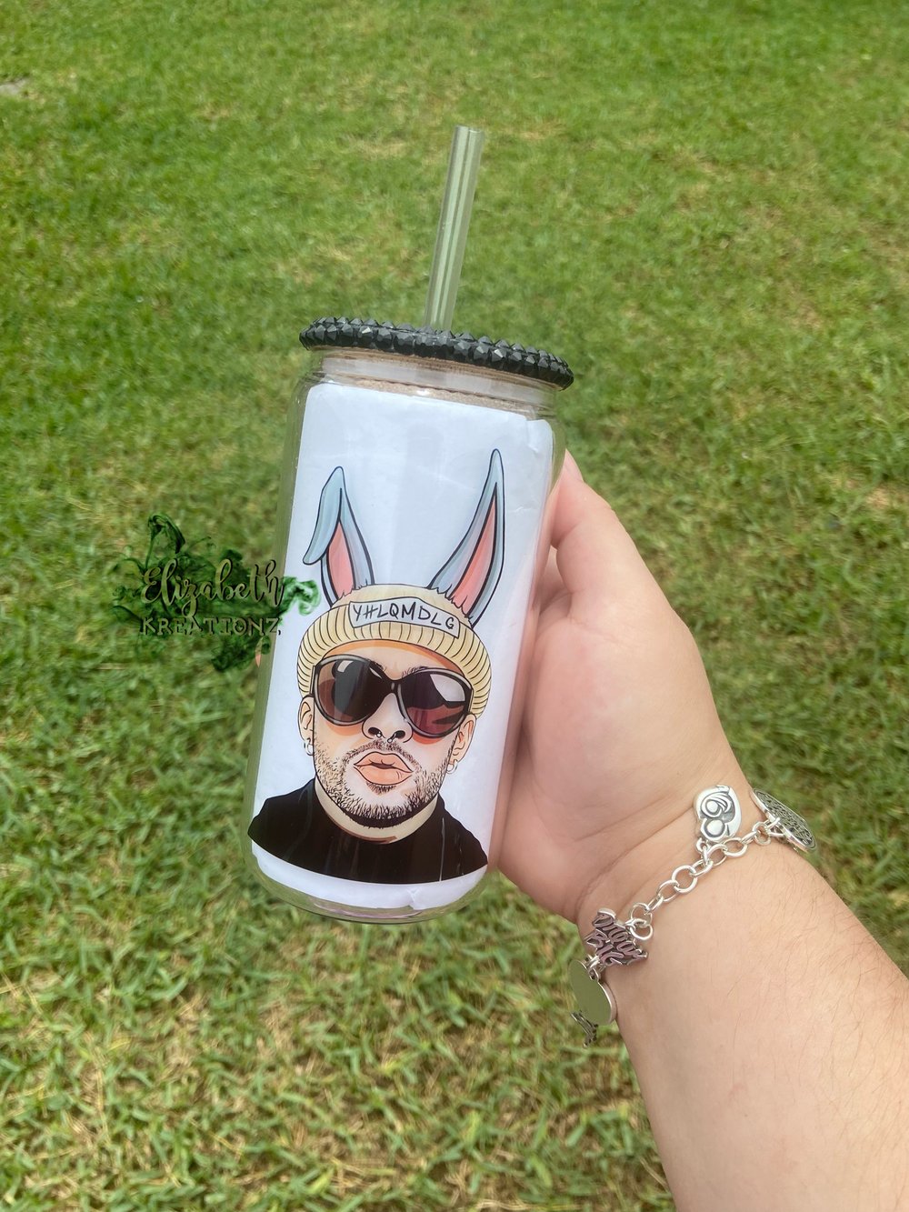 Bad Bunny Glass Cup