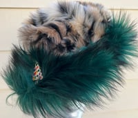 Leopard/Emerald Green Santa Hat