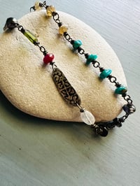 Image 4 of opal turquoise and sterling silver medallion bracelet