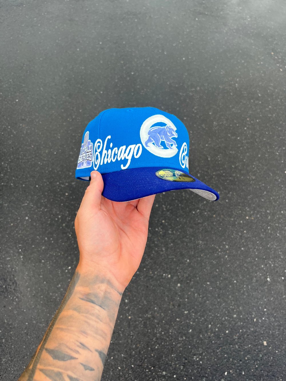 Image of ROYAL BLUE TRI TONE CHICAGO CUBS CUSTOM FITTED CAP