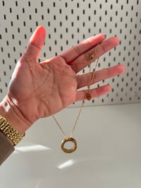 Image 4 of Gold Love Circle Pendant Necklace with Stones High Quality Stainless Steel Unisex Fashion Necklace