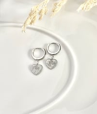 Image 3 of  Heart Huggie Earrings