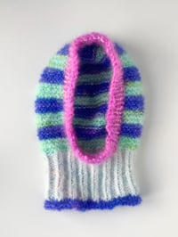 Image 2 of Sofie and Iris Striped Violet, Mint, Pink and Ice Pastel Mohair Balaclava
