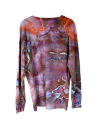 Image 2 of M Unisex Adult Soft Long Sleeve Tee in Bold Warm Geode Ice Dye
