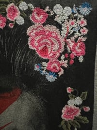 Image 5 of Vintage Black Suede Jacket David Bowie Embroidered Flowers