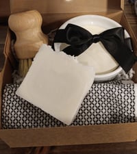 Image 3 of Tallow soap in a dish with brush 6oz