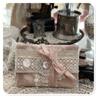 Image 4 of Junk Journal lace samples booklet in a vintage french lace pouch