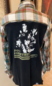 Vintage Green/Cream/Red Flannel Shirt Foo Fighters