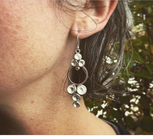 Image of Silver Circle Acacia Dangles 