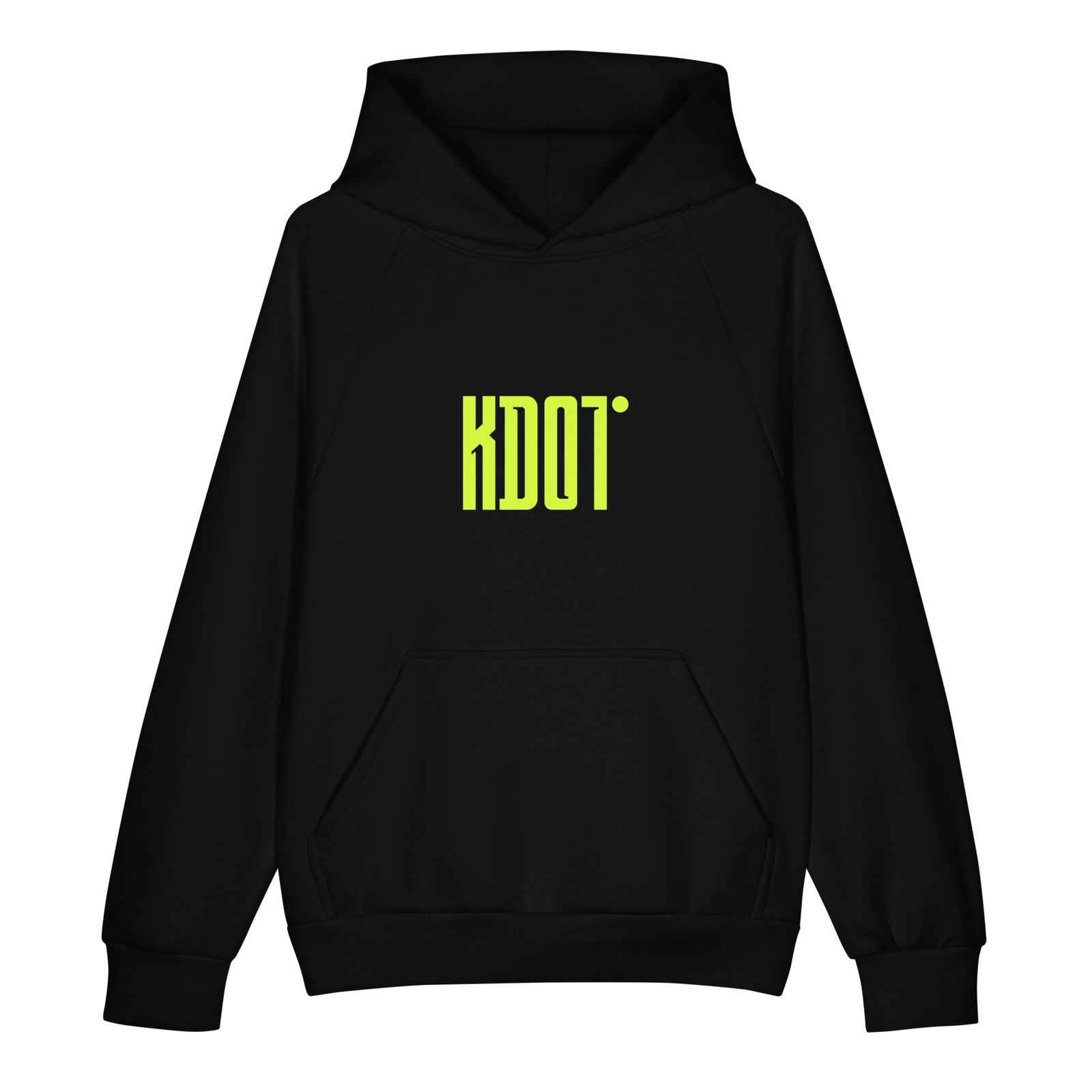 KDOT heavyweight hoodie, black, front