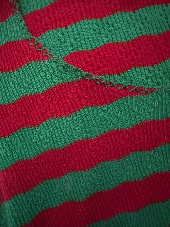 early 70s pointelle knit stripe tee