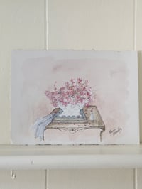 Image 2 of Peonies On The Table, Original watercolour.