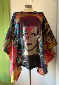 Image 2 of Upcycled “Bowie Graffiti” t-shirt kantha quilt poncho