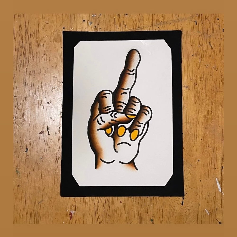 Image of Middle Finger In Colour Painting