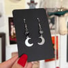 Snowflake Obsidian Steel Moon Earrings