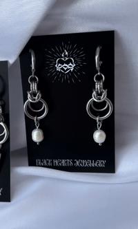 Image 1 of Pearl Drop Hoops