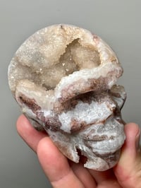 Image 2 of Purple Fluorite & Druzy Quartz Skull Carving #2785