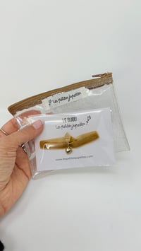 Image 1 of Ensemble Bracelet ADULTE et Pochette transparente pailletée moutarde