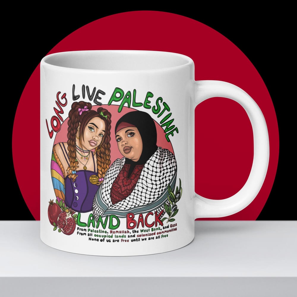 Image of Land Back White glossy mug