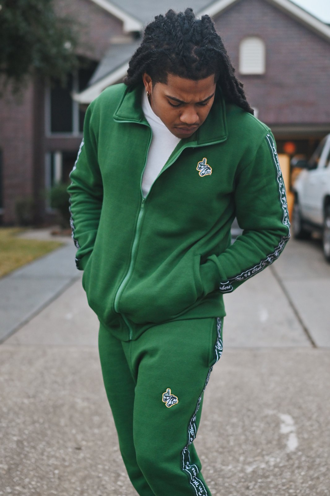 Green adidas shop tracksuit set