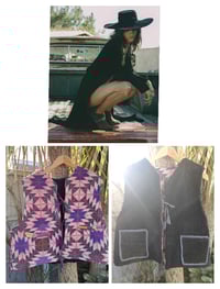 Image 4 of Woodstock Reversible Gilet - Vintage kantha fabric and black teddy fur -dark