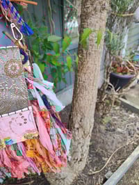 Image 9 of FRILL body cross Sari bag with ruffle -large detachable strap- Hamsa Hand 1