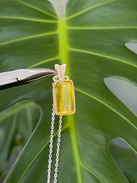 Image 1 of Silver Amber Rectangle Crystal Necklace