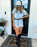 Distressed Blue Jean Romper 