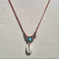 Image 1 of Cowrie Shell Turquoise Necklace 