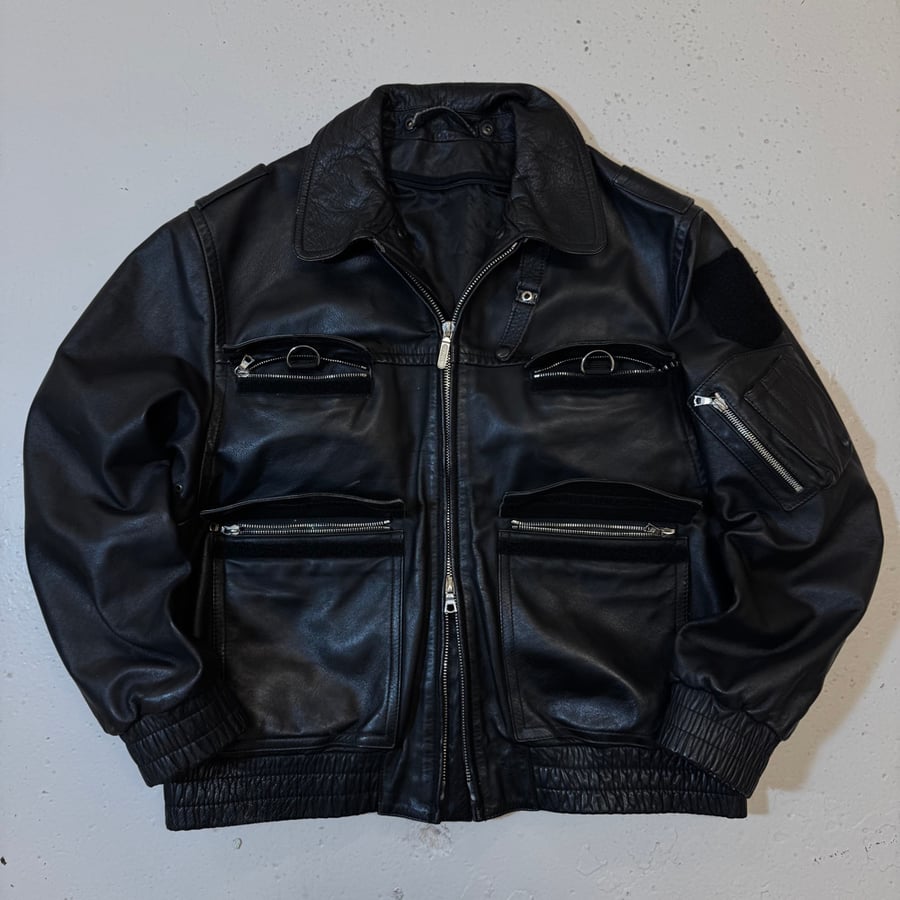 Image of 1990s German Police Leather Jacket, Size Large