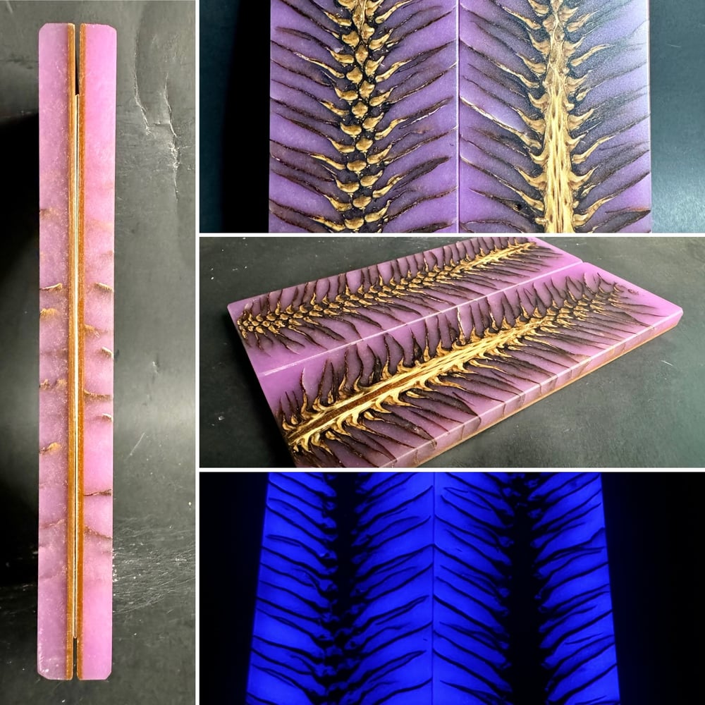 Image of Purple GLOW Pinecone Hybrid Knife Scales W/Liner