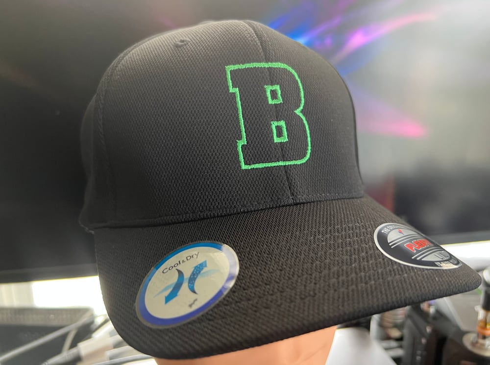 Berthold City Bold Green Boston B Outline Black Flexfit Hat