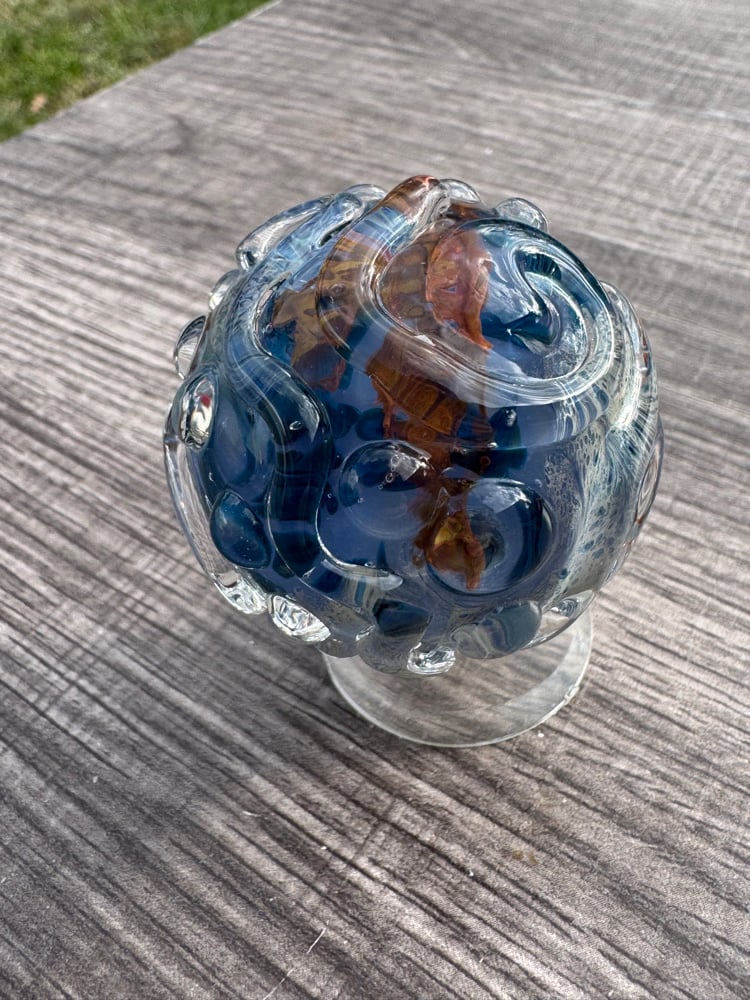 Image of Blue and Copper Textured planet