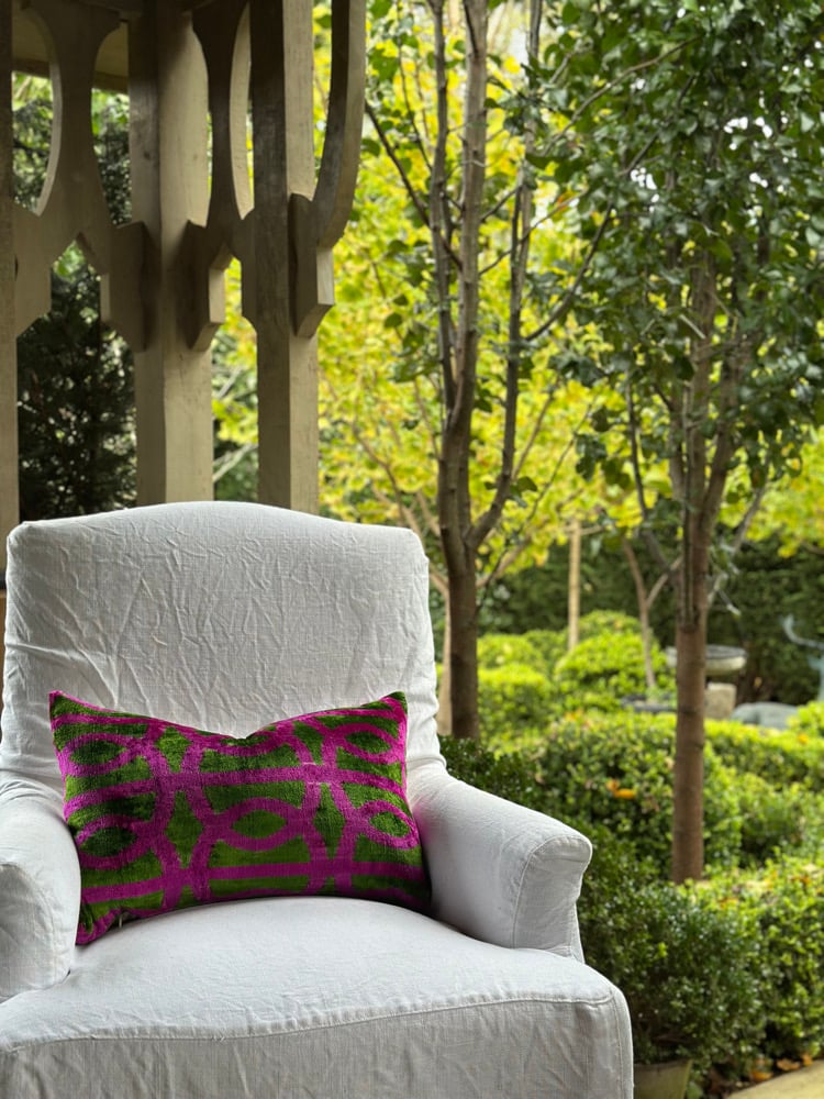 Image of Pink & Green Ikat Cushion