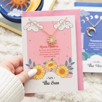 Image 1 of The Sun Celestial Rose Quartz Necklace Card