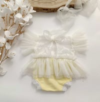 Image 3 of Newborn girls body-dress | Mila | yellow and ecru