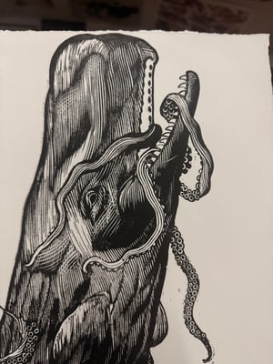 Image of Leviathan lino print