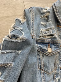 Image 2 of Small custom destroyed denim jacket